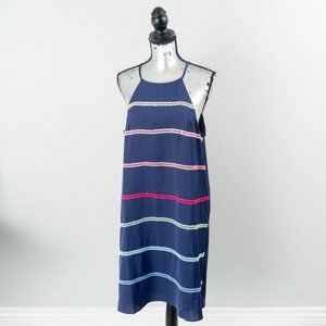 NWT Navy Blue Stripe Keyhole-Back Sleeveless Dress - small